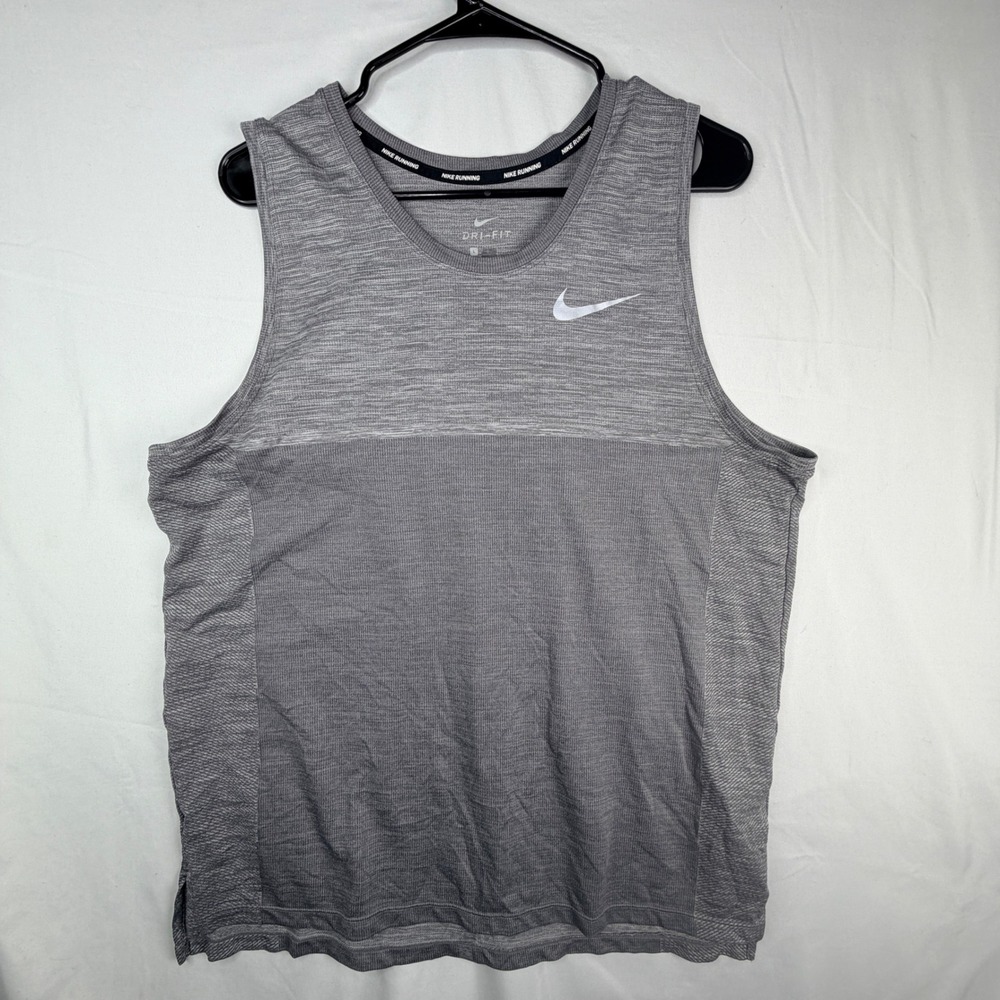 Nike Running Dri-FIT Tank Top Large Grey Sleeveless Performance Singlet